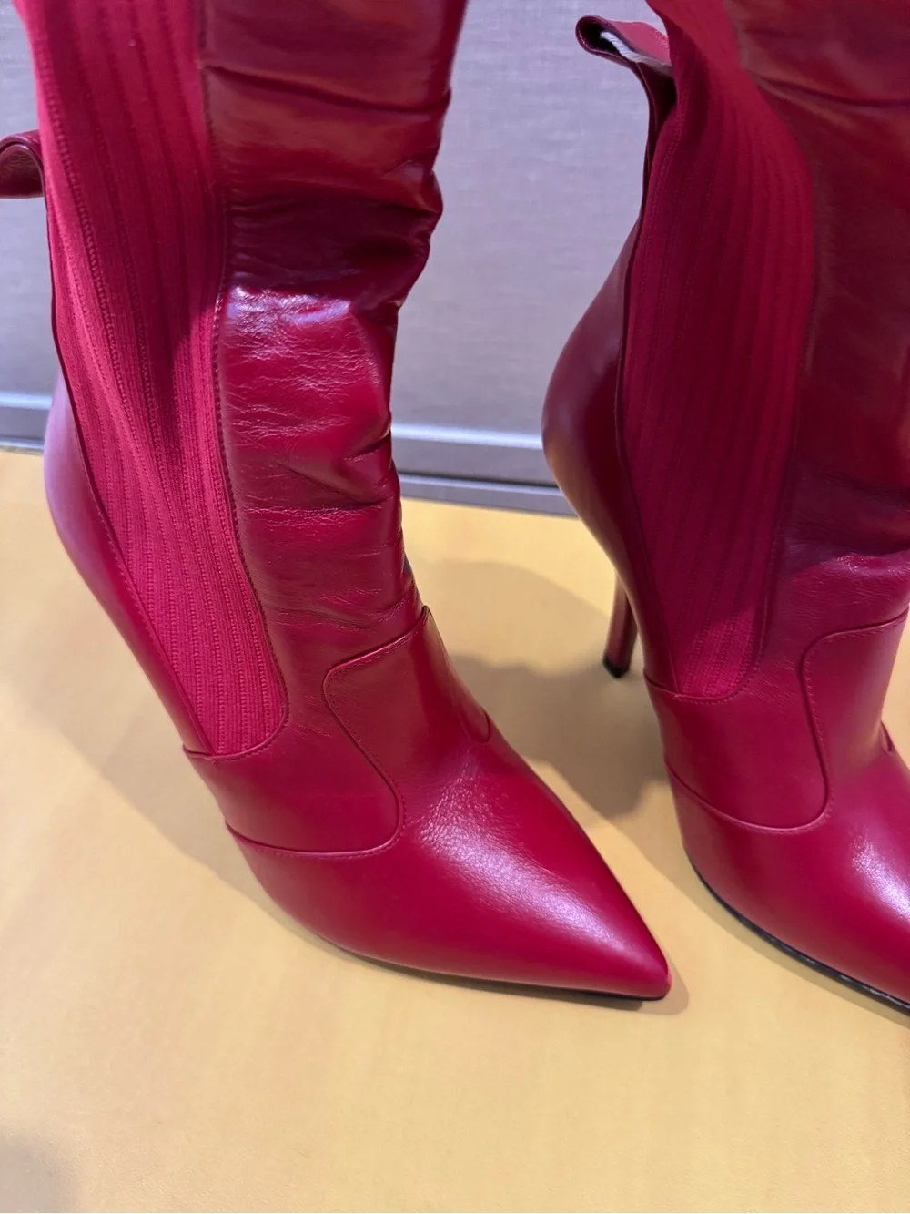 Fendi Rokoko Red Leather  Over-the-Knee Boots 7/37 NWT!! HOT!